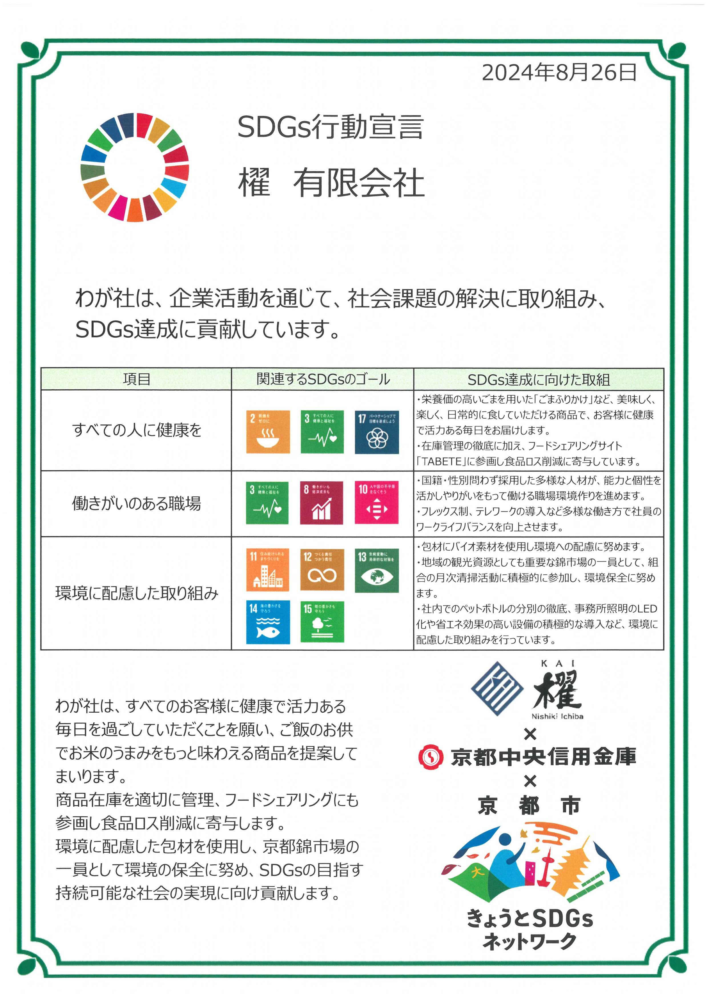 SDGs行動宣言